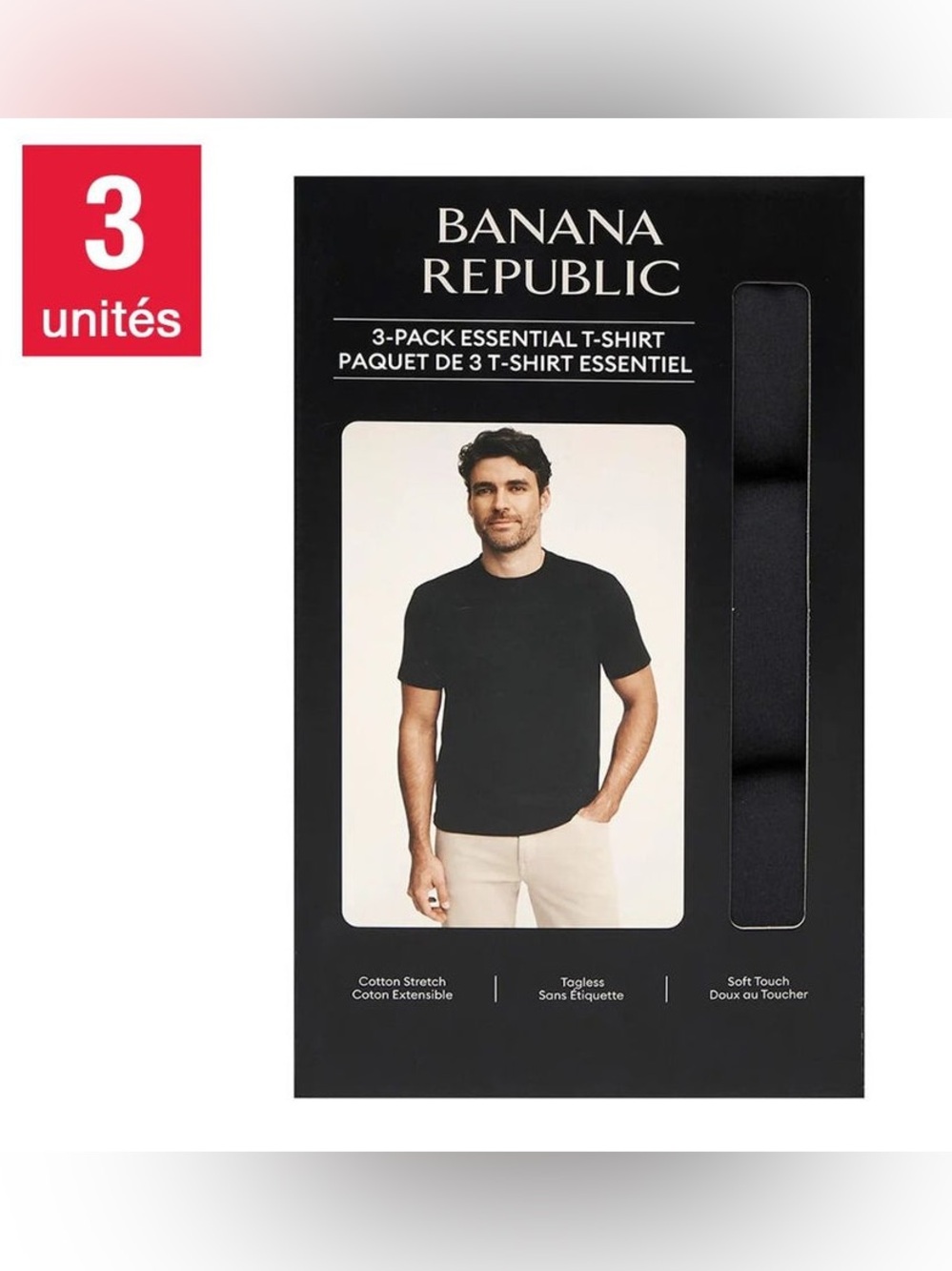 Banana Republic Men’s Black Crew Neck Short Sleeve T-Shirt 3 - Pack